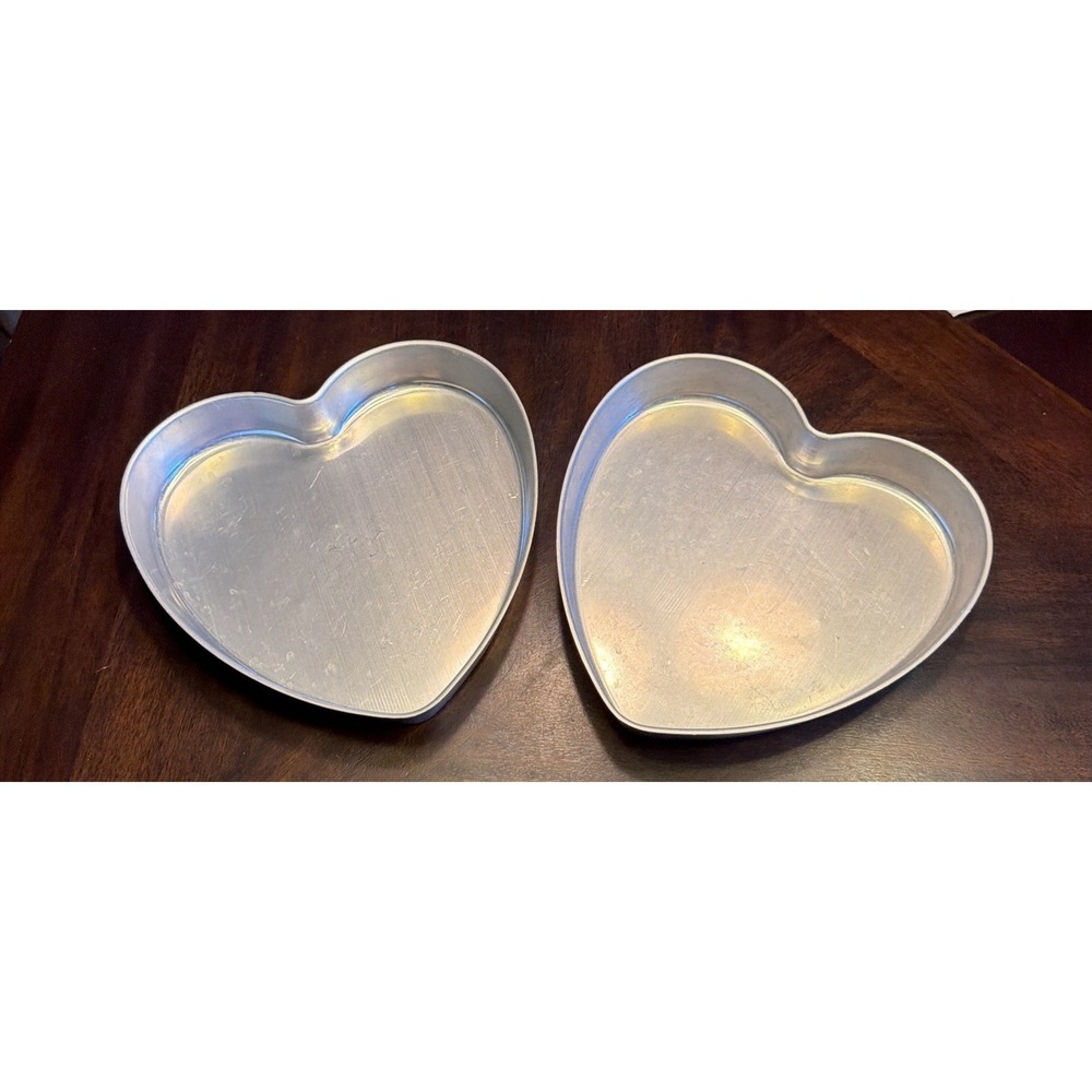 Vintage Heart Cake Pans Set of 2 aluminum